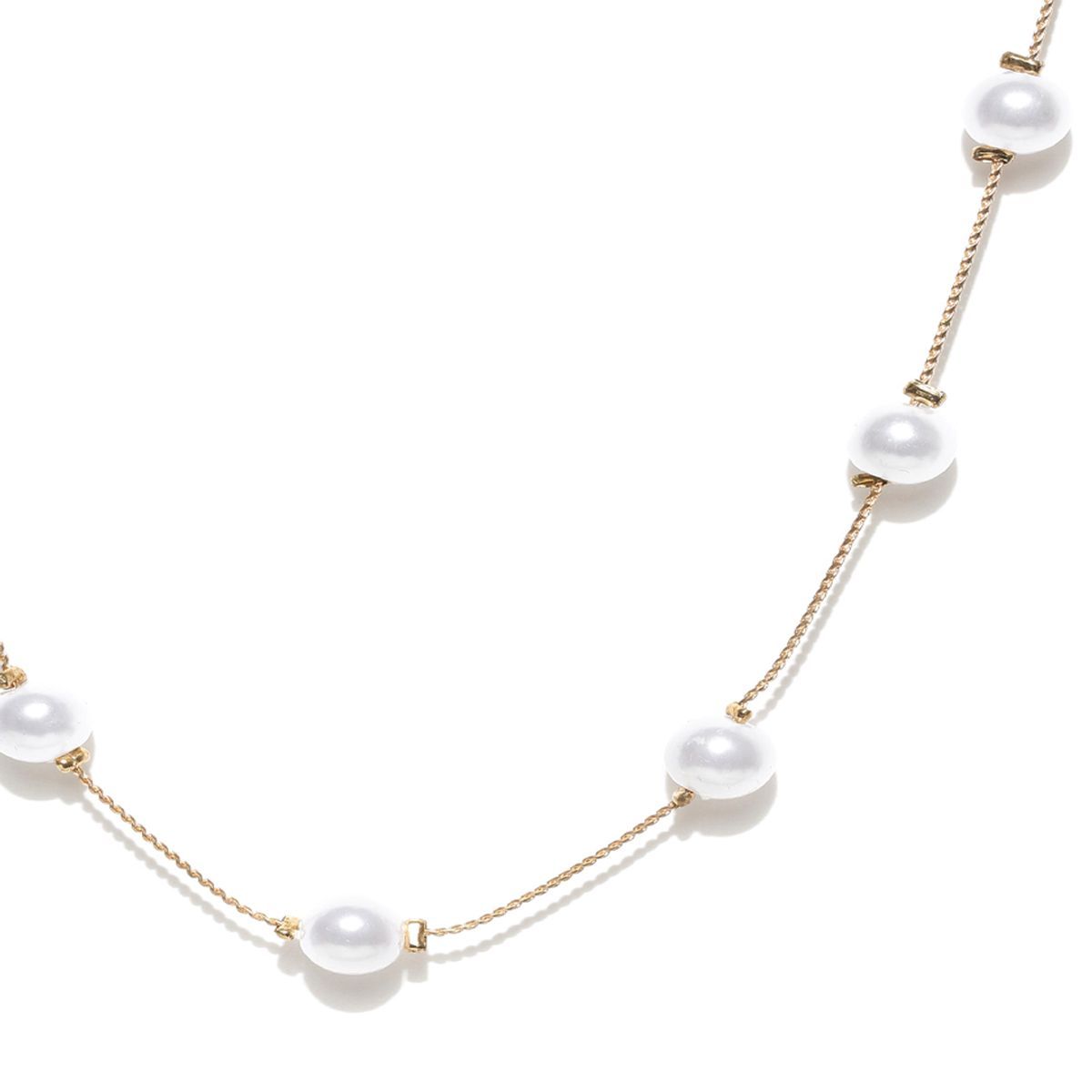 Golden white pearl necklace choker set with earrings for wedding party